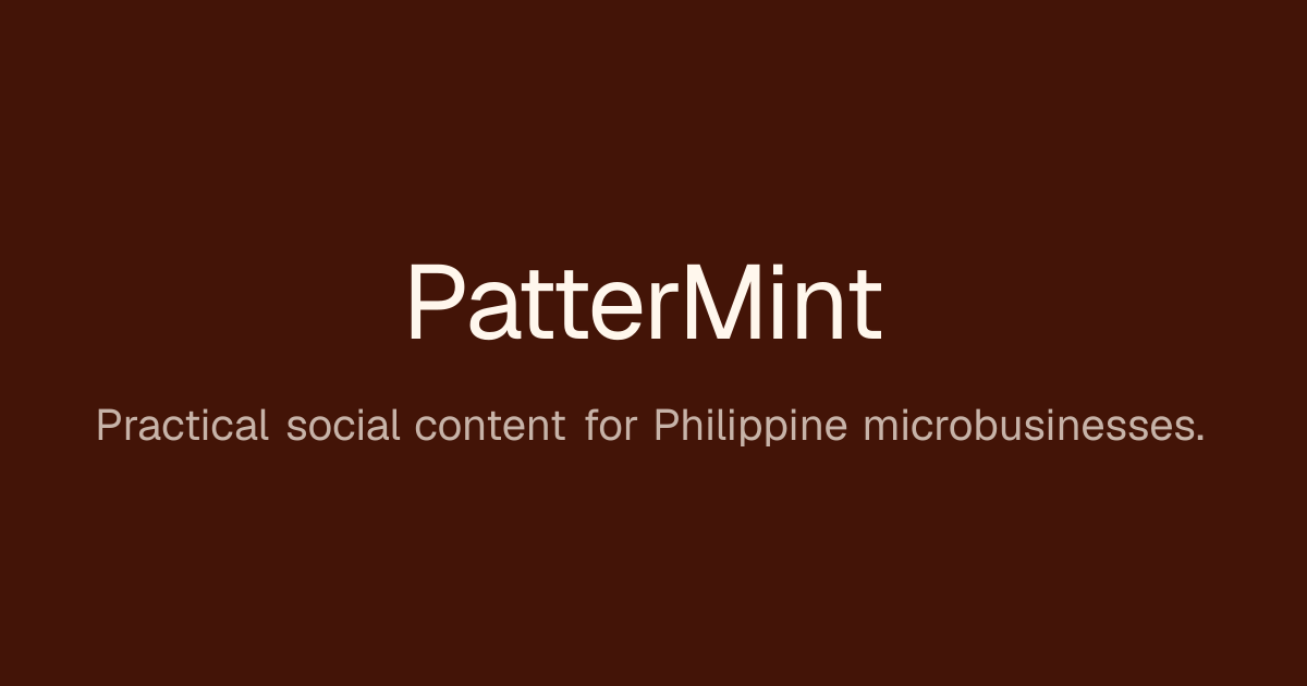 PatterMint — The sari-sari store owner making Reels at 4am isn't an underdog story. It's a burnout…